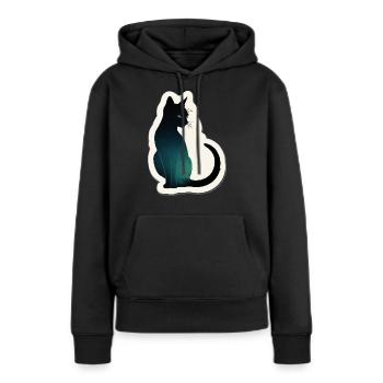 Katze Silhouette - Frauen Premium Bio Hoodie - Schwarz - Vorne - Julia (174cm)