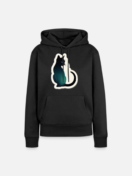Katze Silhouette - Frauen Premium Bio Hoodie - Schwarz