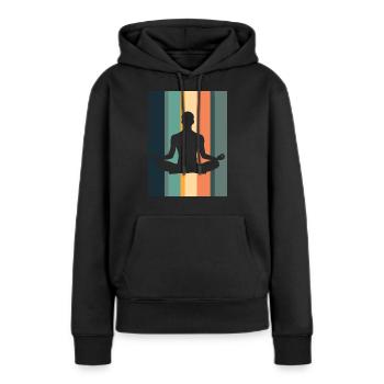 Méditation Yoga Respiration - Sweat à capuche Premium bio Femme - noir - Devant - Julia (174cm)