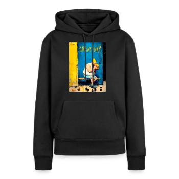 "Cheat Day" by van Gogh - Women’s Premium Organic Hoodie - black - Front - Julia (174cm)
