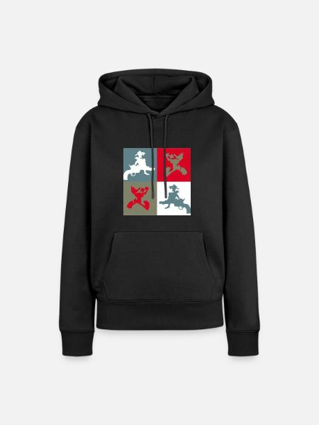 duffy versus lucky - Frauen Premium Bio Hoodie - Schwarz
