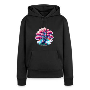 Kirschbaum Mit Wunderschönen Blüten - Frauen Premium Bio Hoodie - Schwarz - Vorne - Julia (174cm)