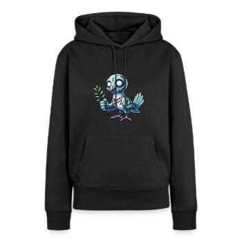 Undead Peace Dove Zombie Friedenstaube - Frauen Premium Bio Hoodie - Schwarz - Vorne - Julia (174cm)