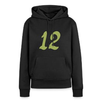 12 - Frauen Premium Bio Hoodie - Schwarz - Vorne - Julia (174cm)