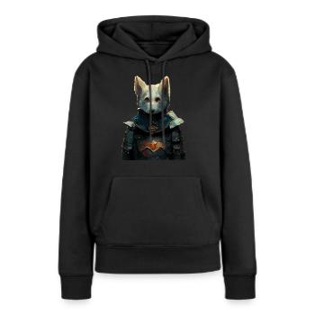 Chien en armure médiévale - Sweat à capuche Premium bio Femme - noir - Devant - Julia (174cm)