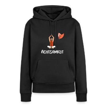 Yoga Pleine conscience - Sweat à capuche Premium bio Femme - noir - Devant - Julia (174cm)