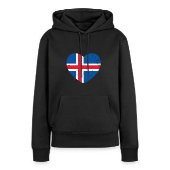 Iceland Heart Flag Flag Grunge - Women’s Premium Organic Hoodie - black - Front - Julia (174cm)