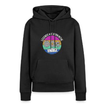 Geboren in den 80ern - Frauen Premium Bio Hoodie - Schwarz - Vorne - Julia (174cm)