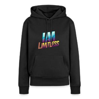 JE SUIS SANS LIMITE - Sweat à capuche Premium bio Femme - noir - Devant - Julia (174cm)