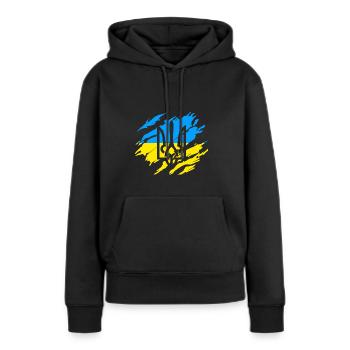 Ukraine Solidarité - Sweat à capuche Premium bio Femme - noir - Devant - Julia (174cm)