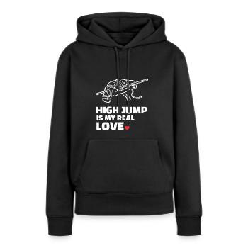 Ich Liebe Hochsprung - Frauen Premium Bio Hoodie - Schwarz - Vorne - Julia (174cm)