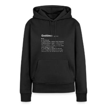 Dictionnaire de la déesse - Sweat à capuche Premium bio Femme - noir - Devant - Julia (174cm)