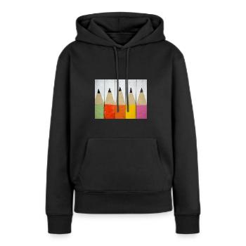 bunte Bleistifte - Frauen Premium Bio Hoodie - Schwarz - Vorne - Julia (174cm)