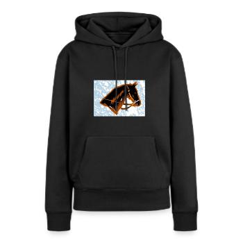 Pferdekopf - Frauen Premium Bio Hoodie - Schwarz - Vorne - Julia (174cm)