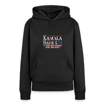 Kamala Harris 2024 für den Wahlkampf - Frauen Premium Bio Hoodie - Schwarz - Vorne - Julia (174cm)