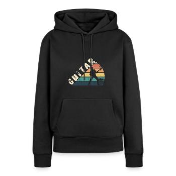 Je joue de la guitare - Sweat à capuche Premium bio Femme - noir - Devant - Julia (174cm)
