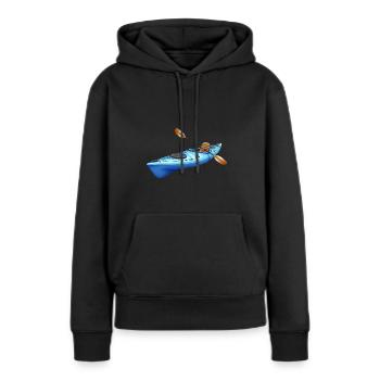 Bateau Canotier Kayak - Sweat à capuche Premium bio Femme - noir - Devant - Julia (174cm)