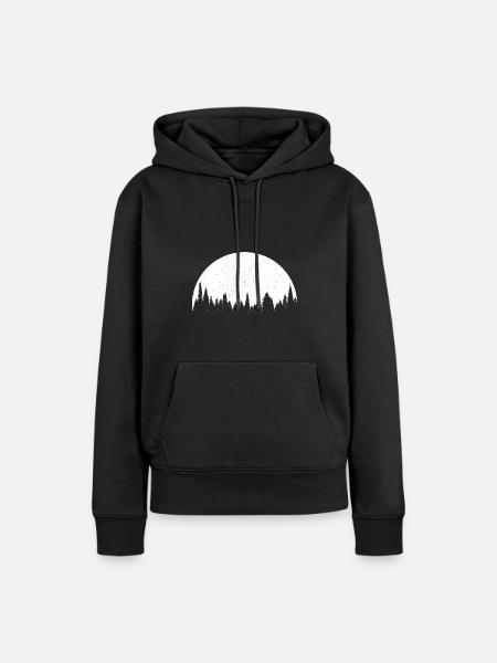 WALD I Wald unter Sternenhimmel Silhouette - Frauen Premium Bio Hoodie - Schwarz