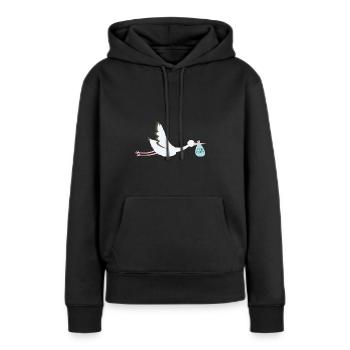 Spezielle Storchen-Lieferung - Frauen Premium Bio Hoodie - Schwarz - Vorne - Julia (174cm)