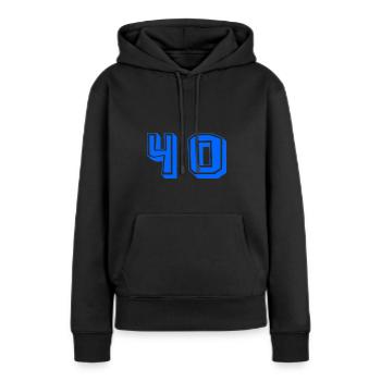 40 JAHRE. 40-jähriges JUBILÄUM. JUBILÄUM 40 JAHRE. 40 - Frauen Premium Bio Hoodie - Schwarz - Vorne - Julia (174cm)