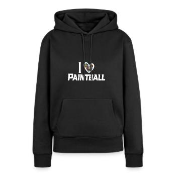 iLovePaintbal - Sweat à capuche Premium bio Femme - noir - Devant - Julia (174cm)