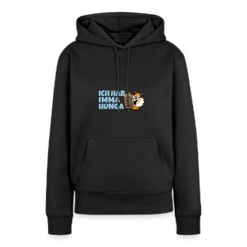 Hamster mit Mega-Hamburger - Frauen Premium Bio Hoodie - Schwarz - Vorne - Julia (174cm)