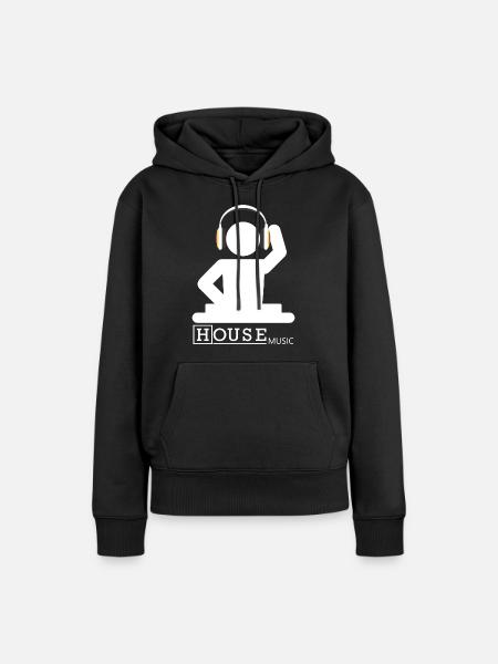 House Music - Frauen Premium Bio Hoodie - Schwarz