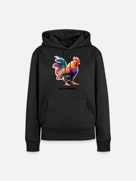 CHICK POWER - Frauen Premium Bio Hoodie - Schwarz
