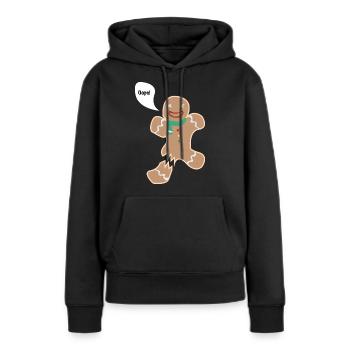 Lebkuchenmann - Bein gebrochen. - Frauen Premium Bio Hoodie - Schwarz - Vorne - Julia (174cm)