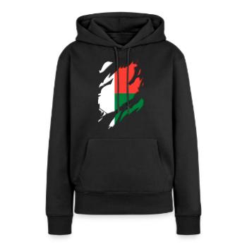 Madagaskar Flagge zerrissenes Motiv - Frauen Premium Bio Hoodie - Schwarz - Vorne - Julia (174cm)