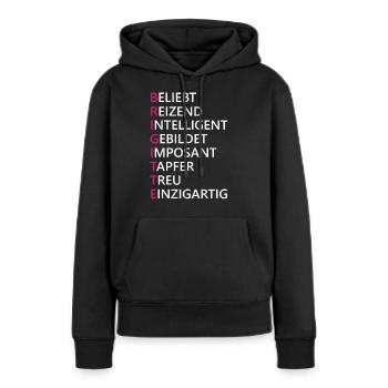 Brigitte Name Geschenk - Frauen Premium Bio Hoodie - Schwarz - Vorne - Julia (174cm)