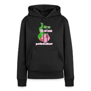 Mon cochon porte-bonheur, LOTO - Sweat à capuche Premium bio Femme - noir - Devant - Julia (174cm)