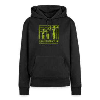 Calisthenics Crew Silhouette - Frauen Premium Bio Hoodie - Schwarz - Vorne - Julia (174cm)