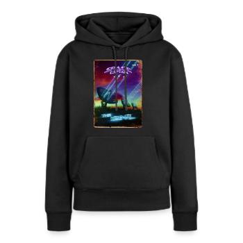 Couverture de magazine de style rétro SpaceCaptain Numéro 8 - Sweat à capuche Premium bio Femme - noir - Devant - Julia (174cm)