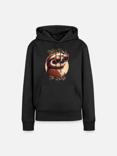 Faultier mit Text schwarz - Frauen Premium Bio Hoodie - Schwarz