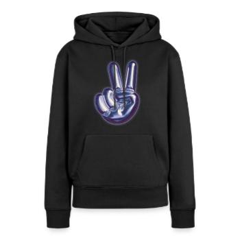 Signe de paix - Sweat à capuche Premium bio Femme - noir - Devant - Julia (174cm)