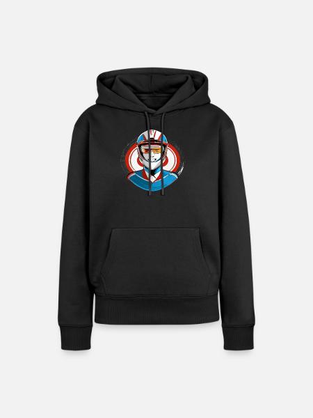 Rennfahrer mit Helm - Frauen Premium Bio Hoodie - Schwarz