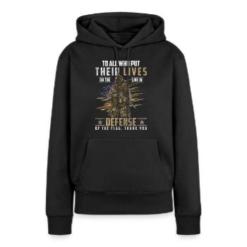 Soldat Sieg Menschenrechte - Frauen Premium Bio Hoodie - Schwarz - Vorne - Julia (174cm)