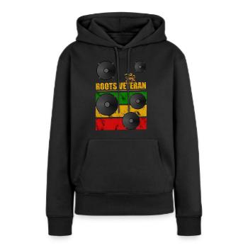 Roots Vétéran Reggae - Sweat à capuche Premium bio Femme - noir - Devant - Julia (174cm)