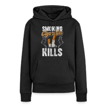 Fumeurs Fumeurs Interdiction de fumer Consommation - Sweat à capuche Premium bio Femme - noir - Devant - Julia (174cm)