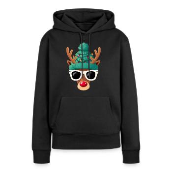 Weihnachts Rentier mit roter Nase - Frauen Premium Bio Hoodie - Schwarz - Vorne - Julia (174cm)