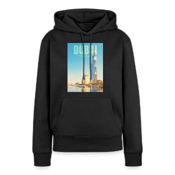 Horizon de Dubaï – Métropole du désert - Sweat à capuche Premium bio Femme - noir - Devant - Julia (174cm)