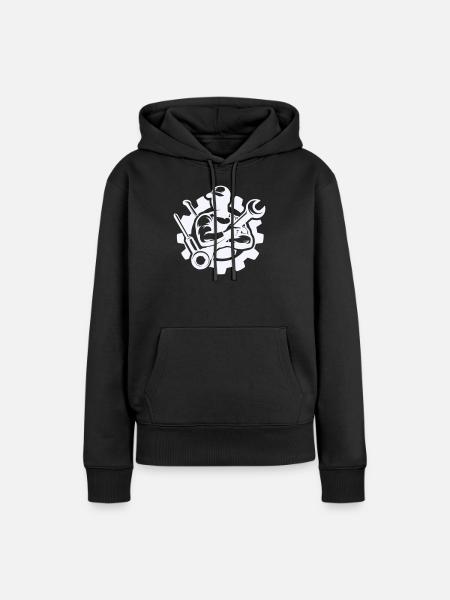 Schrauberkraft im Zahnrad-Design - Frauen Premium Bio Hoodie - Schwarz