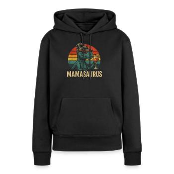 Mamasaurus Maman Maman Idée de cadeau Humour Drôle - Sweat à capuche Premium bio Femme - noir - Devant - Julia (174cm)