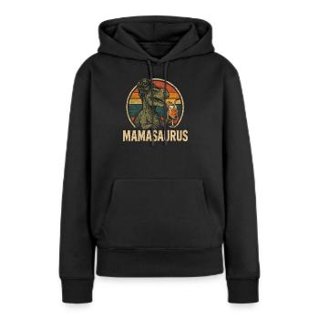 Mamasaurus Maman Maman Idée de cadeau Humour Drôle - Sweat à capuche Premium bio Femme - noir - Devant - Julia (174cm)