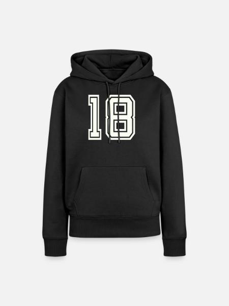 18 - Frauen Premium Bio Hoodie - Schwarz