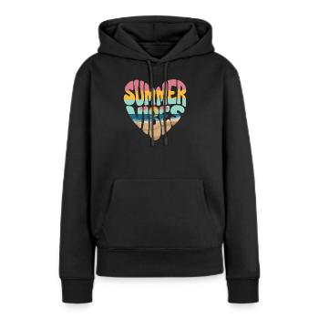 Ambiance estivale - Sweat à capuche Premium bio Femme - noir - Devant - Julia (174cm)