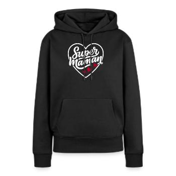 Super-Mama-Herzgeschenk Muttertag - Frauen Premium Bio Hoodie - Schwarz - Vorne - Julia (174cm)