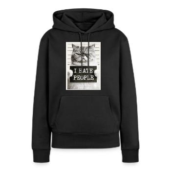 GrimmigerKater JE DÉTESTE LES GENS - Sweat à capuche Premium bio Femme - noir - Devant - Julia (174cm)