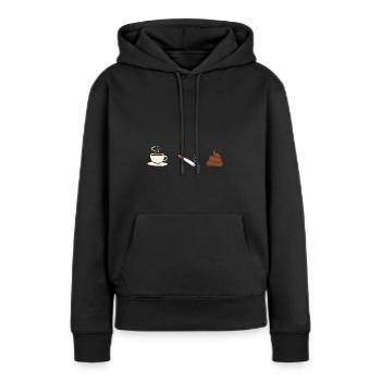 Café clope caca. Idée cadeau citation humour - Sweat à capuche Premium bio Femme - noir - Devant - Julia (174cm)